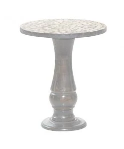 Grayson Lane Rustic Black Wood Round End Table