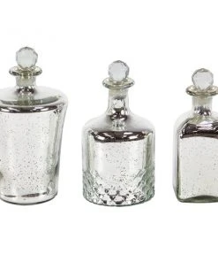 Grayson Lane Set of 2 Decorative Jars in Silver Glass