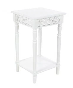 Grayson Lane Farmhouse White Wood Square Accent Table