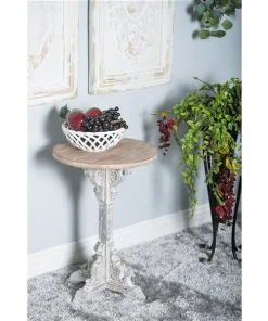 Grayson Lane Farmhouse Off-White Wood Round Accent Table -GRAYSON LANE shop 330857209 AlternateImage2 l