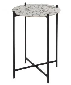Grayson Lane Contemporary Silver/Black Aluminum Round Accent Table