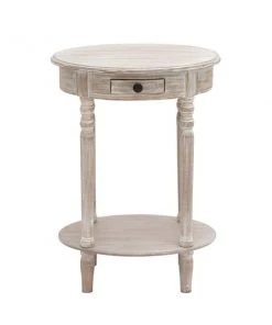 Grayson Lane Farmhouse Light Brown/Beige Wood Round End Table