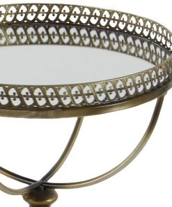 Grayson Lane Traditional Gold Brass Iron with Mirror Round End Table -GRAYSON LANE shop 330857217 AlternateImage3 l