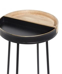 Grayson Lane Contemporary Black Metal and Wood Round End Table -GRAYSON LANE shop 330857219 AlternateImage3 l