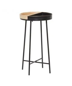 Grayson Lane Contemporary Black Metal and Wood Round End Table