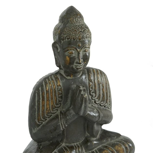 Grayson Lane 16-in x 13-in Rustic Brown Ceramic Buddha Scultpure 3 Grayson Lane 16-in x 13-in Rustic Brown Ceramic Buddha Scultpure - Image 3