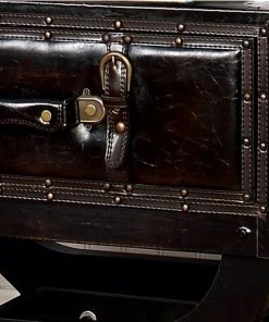 Grayson Lane Traditional Brown Wood and Faux Leather Square End Table -GRAYSON LANE shop 330857222 AlternateImage3 l