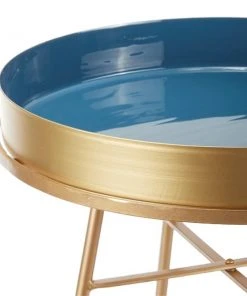 Grayson Lane Blue and Gold Metal Round End Table -GRAYSON LANE shop 330857230 AlternateImage3 l