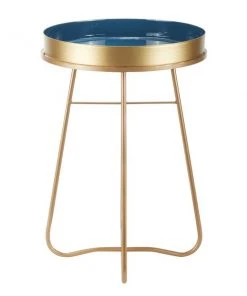 Grayson Lane Blue and Gold Metal Round End Table -GRAYSON LANE shop 330857230 AlternateImage5 l