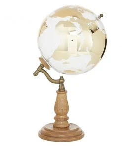 Grayson Lane 15-in x 8-in Traditional Gold Wood Globe