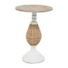 Grayson Lane Brown and White Iron with Wood Round End Table