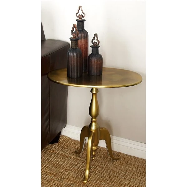 Grayson Lane Traditional Gold Metal Round End Table 2 Grayson Lane Traditional Gold Metal Round End Table - Image 2