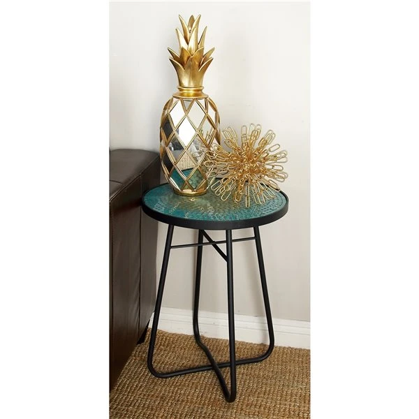 Grayson Lane Eclectic Black Metal Round End Table 2 Grayson Lane Eclectic Black Metal Round End Table - Image 2