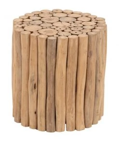 Grayson Lane Brown Teak Wood Round End Table/Footstool