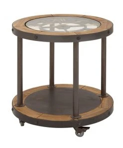 Grayson Lane Brown Wood and Glass Round End Table -GRAYSON LANE shop 330857248 AlternateImage5 l