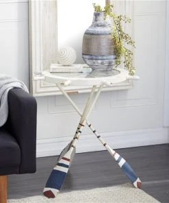 Grayson Lane Coastal White Metal and Glass Round End Table -GRAYSON LANE shop 330857249 AlternateImage2 l