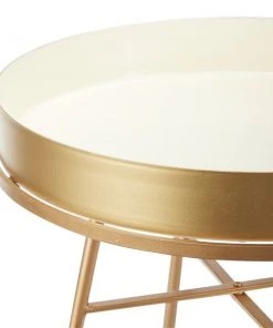 Grayson Lane White and Gold Metal Round End Table -GRAYSON LANE shop 330857258 AlternateImage3 l
