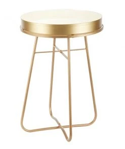 Grayson Lane White and Gold Metal Round End Table