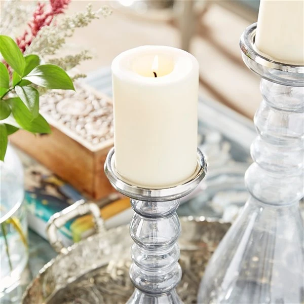 Grayson Lane Set of 2 Contemporary Clear Glass Pillar Candle Holder 3 Grayson Lane Set of 2 Contemporary Clear Glass Pillar Candle Holder - Image 3