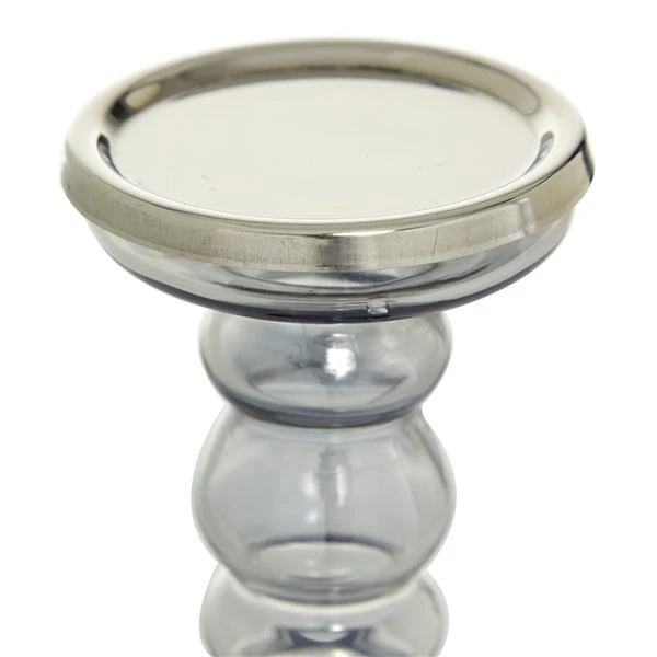 Grayson Lane Set of 2 Contemporary Clear Glass Pillar Candle Holder 4 Grayson Lane Set of 2 Contemporary Clear Glass Pillar Candle Holder - Image 4