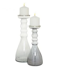 Grayson Lane Set of 2 Contemporary Clear Glass Pillar Candle Holder 9 Grayson Lane Set of 2 Contemporary Clear Glass Pillar Candle Holder -GRAYSON LANE shop 330857259 AlternateImage5 l