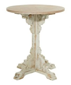 Grayson Lane Farmhouse Off-White Wood Round End Table