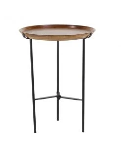 Grayson Lane Industrial Brown Mango Wood Round End Table