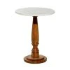 Grayson Lane White Granite/Marble and Mago Wood Round End Table