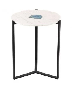 Grayson Lane Modern White Granite/Marble Round End Table