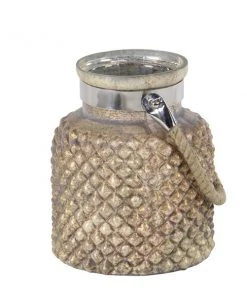 Grayson Lane Vintage Gold Glass Pillar Candle Holder