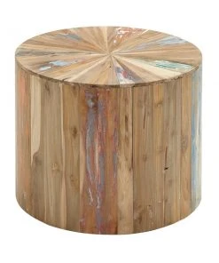 Grayson Lane Rustic Brown Reclaimed Wood Round End Table