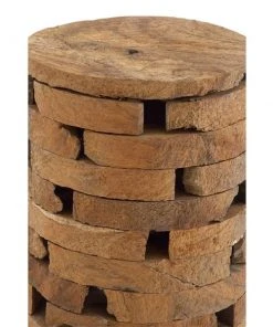 Grayson Lane Brown Teak Wood Round Stool -GRAYSON LANE shop 330857282 AlternateImage3 l