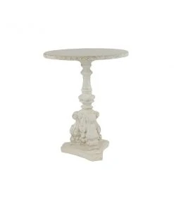 Grayson Lane Farmhouse White Fibreglass and Chinese Fir Round End Table
