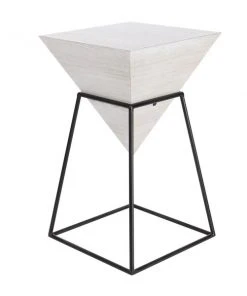 Grayson Lane White and Black Metal/Wood Square End Table
