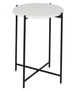 Grayson Lane Contemporary Black Terrazzo Round End Table