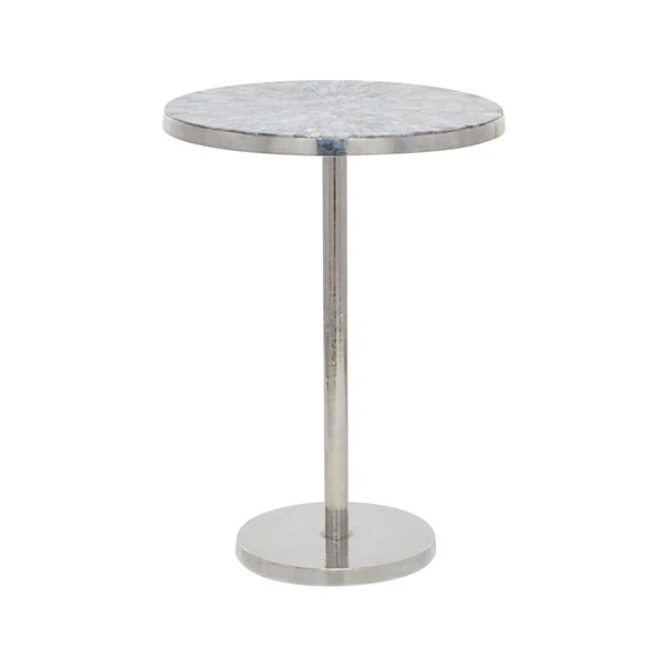 Grayson Lane Mother of Pearl Silver Metal Round End Table 5 Grayson Lane Mother of Pearl Silver Metal Round End Table - Image 5