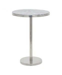 Grayson Lane Mother of Pearl Silver Metal Round End Table