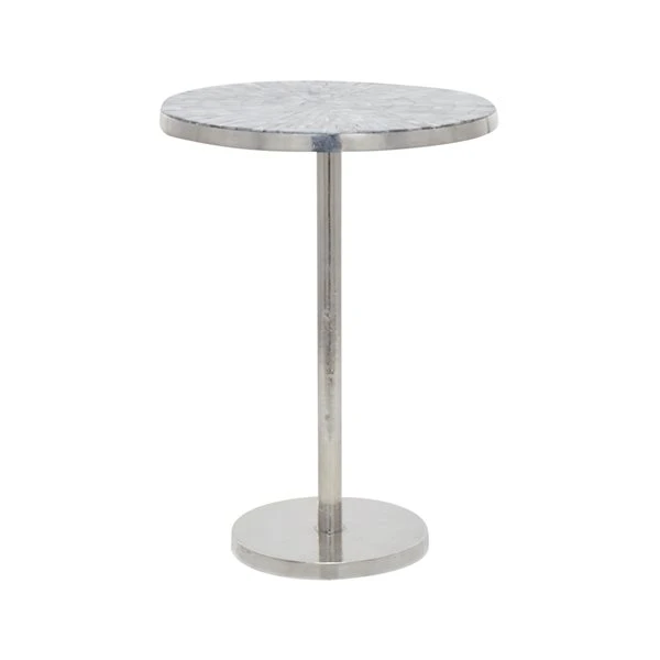 Grayson Lane Mother of Pearl Silver Metal Round End Table 1 Grayson Lane Mother of Pearl Silver Metal Round End Table
