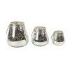 Grayson Lane Set of 3 Glam Silver Glass Pillar Candle Holder