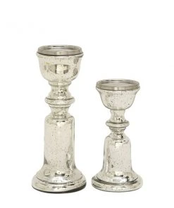 Grayson Lane Set of 2 Silver Glass Pillar Candle Holder -GRAYSON LANE shop 330857312 AlternateImage5 l