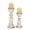 Grayson Lane Set of 2 Silver Glass Pillar Candle Holder