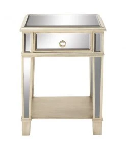 Grayson Lane Beige Mirror Square End Table