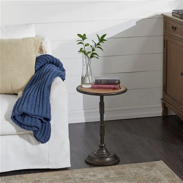 Grayson Lane Industrial Black Wood Round End Table 2 Grayson Lane Industrial Black Wood Round End Table - Image 2