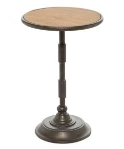 Grayson Lane Industrial Black Wood Round End Table