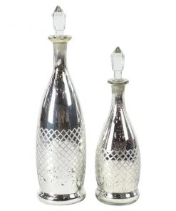 Grayson Lane Set of 2 Glam Silver Glass Decorative Jars