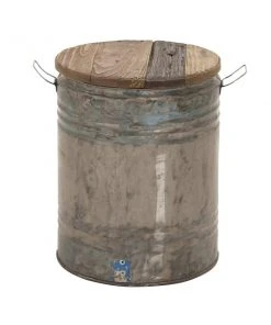 Grayson Lane Grey Tin and Wood Round End Table