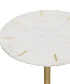 Grayson Lane White and Gold Granite/Marble Round End Table -GRAYSON LANE shop 330857329 AlternateImage3 l