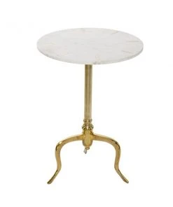 Grayson Lane White and Gold Granite/Marble Round End Table -GRAYSON LANE shop 330857329 AlternateImage5 l