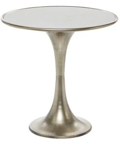 Grayson Lane Silver with Granite/Marble Top Round End Table