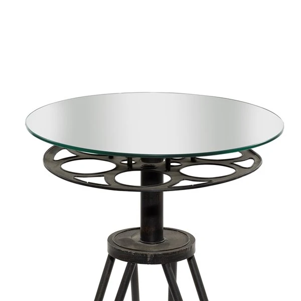 Grayson Lane Eclectic Black Metal and Glass Round End Table 3 Grayson Lane Eclectic Black Metal and Glass Round End Table - Image 3